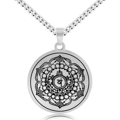 Heiligbeen Chakra (Svadhisthana) Ketting - Zilverkleurig Talisman - Roestvrij Staal - Spiritueel Cadeau - Pax Amare