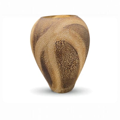 Terroso Panthera - Bloemenvaas - Handgemaakte Design Vaas - Natuursteen Look - Uniek Zandkleurig Patroon - Hoogwaardig Glas - 33 cm Hoog