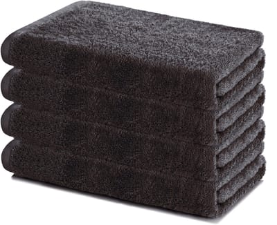 Lavea® Set van 4 Handdoeken 40x70 cm – Set Douchehanddoeken Zacht en Absorberend – 100% Katoen – Oeko-TEX 100 – voor Badkamer, Gastentoilet en Fitness – Antraciet