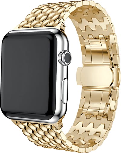 Innerlight® Brilliance - Goud - 38mm/40mm/41mm - Metalen bandje geschikt voor Apple Watch - Stainless Steel Watch Band - Roestvrijstaal - Horlogeband - Geschikt als Apple Watch bandje voor Series 1/2/3/4/5/6/7/8/9/10 42mm/11 42mm/SE