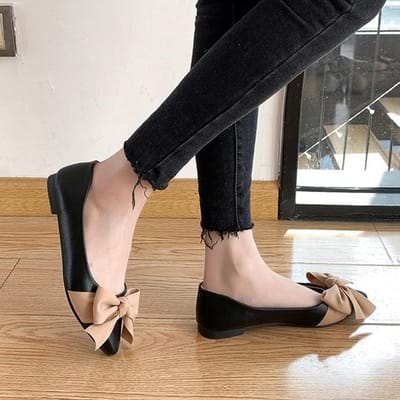 Mocassins plats pour femmes, chaussures décontractées en cuir véritable souple, chaussures de bateau mocassins à nœud papillon pour femmes, boucle à crochet de Mujer 35 noir