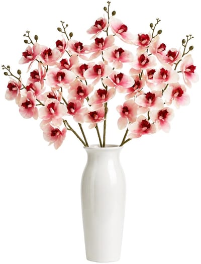 Bellatio Design Kunstbloem Orchidee Bora - 5x - roze - 108 cm - losse steel - kunst zijdebloemen - Phalaenopsis