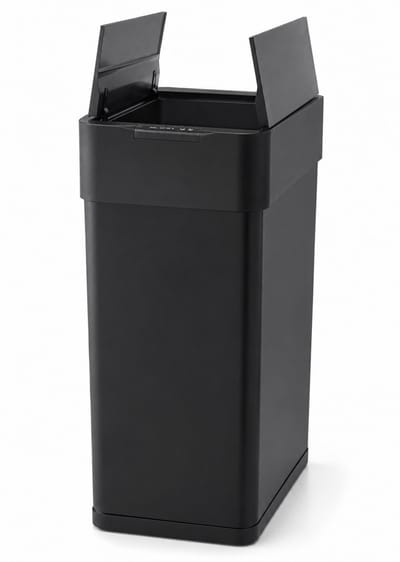 Five Stars® Sensor Prullenbak 60 Liter – RVS Afvalbak met Dubbele Klepopening – Soft Close – Zwart