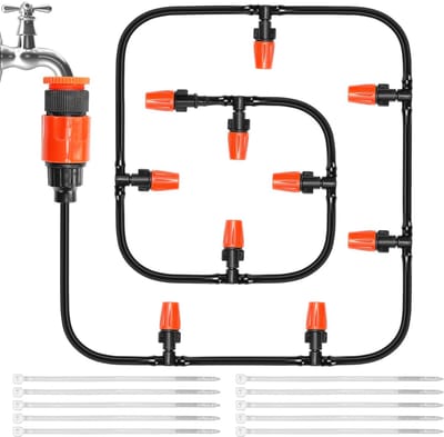 Automatisch Druppelirrigatiesysteem voor Tuin en Groene Ruimtes - Watergeefsysteem met Slangen, Dreetters en Verbinders