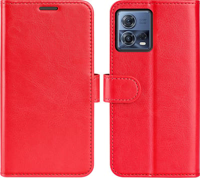 MobyDefend Hoesje - Geschikt voor Motorola Edge 30 Fusion - Wallet Book Case (Sluiting Achterkant) - Rood