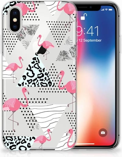 Apple iPhone X | Xs TPU Hoesje Flamingo Triangle