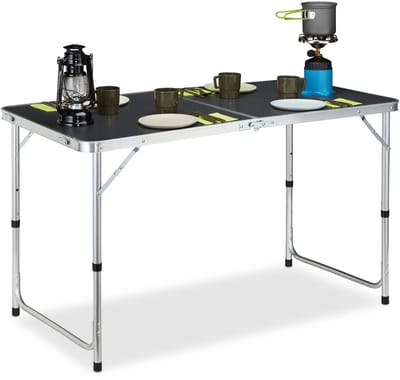 campingtafel inklapbaar - aluminium - MDF - klaptafel - hoogte verstelbaar - 120x60 cm