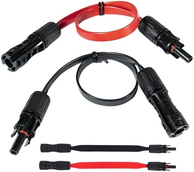 Zonnepaneel Kabel - Verlengkabel Set - Energie Opwekken - Plat Flexibel Ontwerp - 100 cm - Zwart Rood