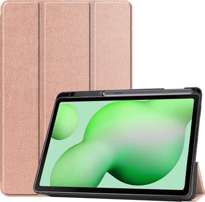 Hoesje - Geschikt voor Samsung Galaxy Tab S6 Lite - Dun & Stevig - Trifold Bookcase - Hard Cover Case - Met Uitsparing Geschikt voor S Pen - Hardcover Book - Tablet Hoes - Rosé goud