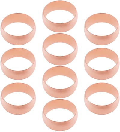 Dailygoody - Koper Compressie Olijven - 10 Stuks - Geschikt voor 18mm Leidingen - Hoogwaardige Koper - Voor Warm- en Koudwaterinstallaties