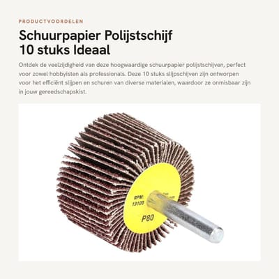 Dailygoods- Slijpschijf 10 stuks 40x25x6 mm - Schijf met 6 mm schacht - Schuurpapier - Polijstschijf - Industrieel gebruik - Kwaliteitsproduct