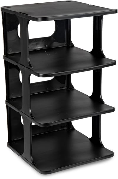 Plasticforte Schoenenrek verticaal - stapelbaar - zwart - kunststof - 26 x 25 x 44 cm - voor 4x paar schoenen - ruimtebesparend/opbergruimte