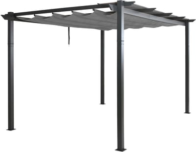 Aluminium pergola MCW-N93, tuinpaviljoen tuin, stabiel 8cm frame schuifdak UV50+ 3x4m ~ grijs