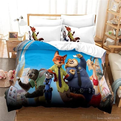 Cartoon Zootopia Zootropolis 3D-geprint Dekbedovertrekset HD Dekbedovertrek Beddengoed voor Kinderen Beddengoedsets Slaapkamerdecor US King 260x229cm