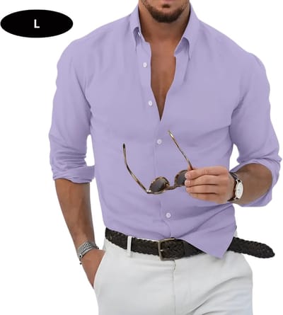 Bovista Overhemd Heren - Volwassenen - Lange Mouwen - Strijkvrij - Lange Mouw - Violet - Maat L