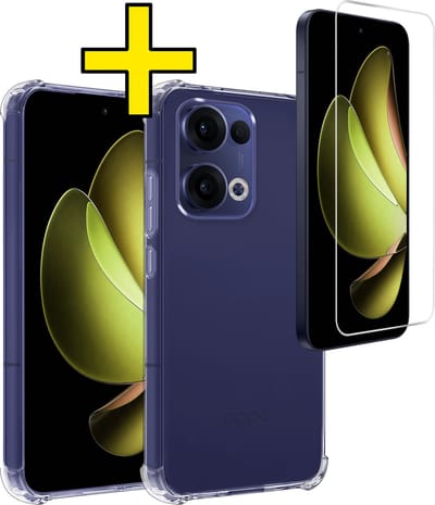 Hoesje - Met Screenprotector - Geschikt voor Oppo Reno 13 - Sterk & Shockproof - Siliconen Case - Back Cover - Telefoon Hoes - Shock Proof - Telefoonhoesjes - Transparant