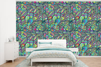 Behang - Fotobehang Fantasy - Design - Kleuren - Retro - Breedte 345 cm x hoogte 220 cm
