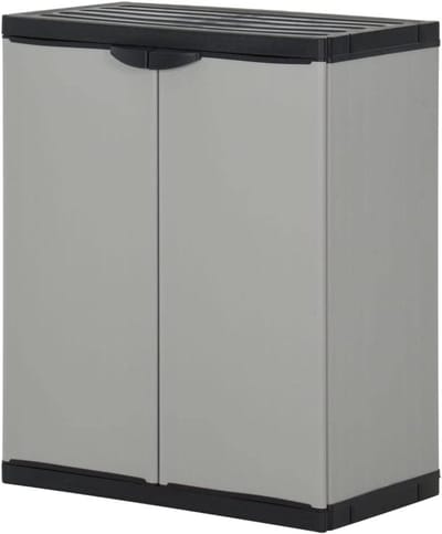 Tuinafvalkast - Opbergkast Tuin - Afval Scheiden - Met Opbergrek - 68 x 40 x 85 cm - Grijs Zwart