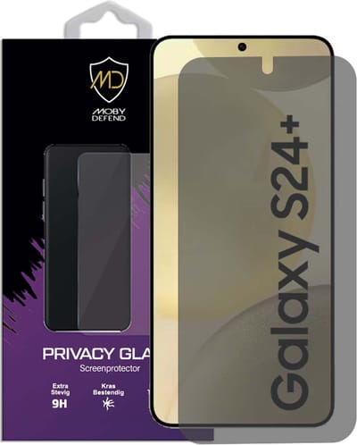 MobyDefend Screenprotector - Geschikt voor Samsung Galaxy S24 Plus (S24+) - HD Privacy Glass Screensaver
