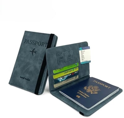 Mj Joys® - Paspoort Hoesje – Paspoorthouder – Paspoort Cover – Travel Wallet – RFID – Paspoortbeschermhoes – Passport cover – Reisportemonnee – Sea Blue