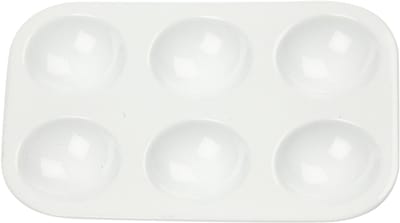 Palet, Rechthoekig palet met 6 vakken, afm 13x8,5 cm, wit, 1 stuk