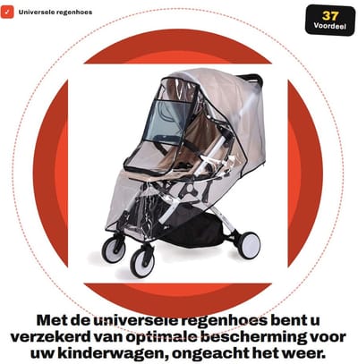 Dailygoods- Regenhoes Universeel - Volledige Bescherming - Voor Kinderwagen - Duurzaam - Muggennet - Groot Helder Venster - Kinderwagenhoes