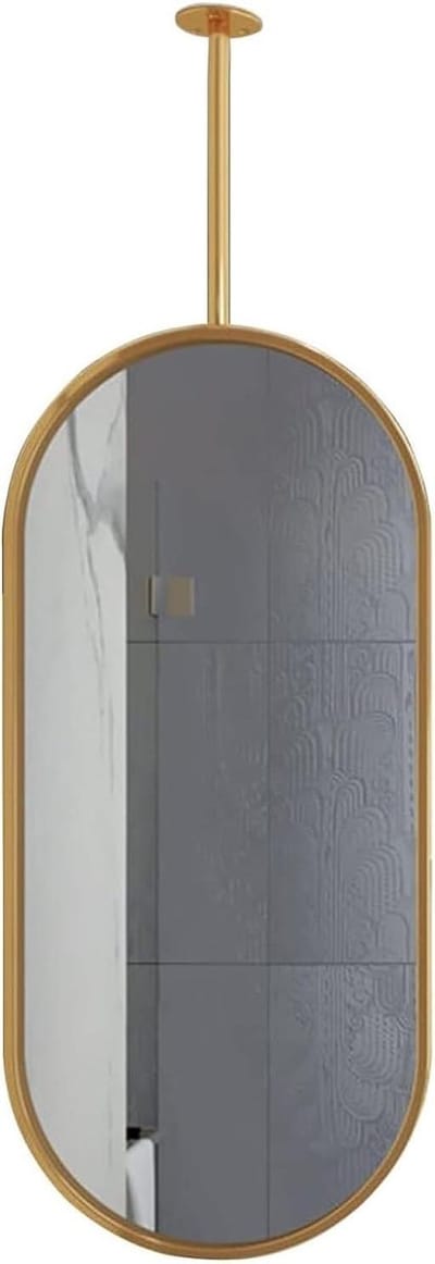 Vierkante Spiegel - Wandspiegel Decoratie - Make-up Aanbrengen - Met Ophangstang - 40x70cm - Goudkleurig