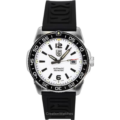 Luminox Pacific Diver Midnight Mariner Rubberen Band Witte Wijzerplaat Automatisch XS.3101.H 200M Herenhorloge wit