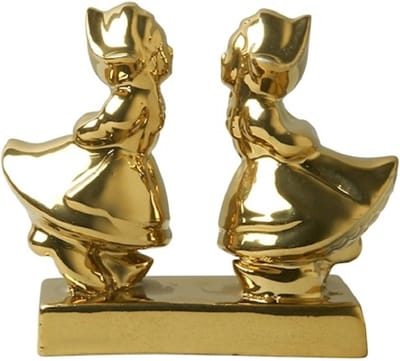 Decoratiebeeld Kissing couple - Vrouwen - Goud - 8 cm