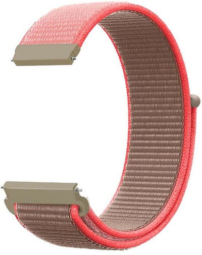 Strap-it Nylon Bandje 20mm – Neon Pink – Geschikt voor Samsung Galaxy Watch 7 (44 & 40mm) / Watch 6 (Classic) / Watch 5 (Pro) / Watch 4 (Classic) / Watch FE / Watch 3 41mm / Active (2) 40 & 44mm / Watch 42mm / Gear Sport / Garmin Vivoactive 3 / 5