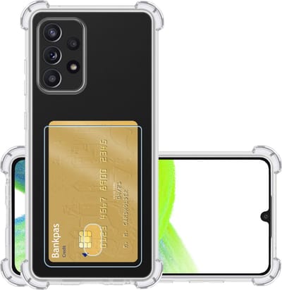 Hoesje - Geschikt voor Samsung Galaxy A33 - Met Pashouder en Kaarthouder - Telefoon Hoes Shockproof - Siliconen Case - Back Cover - Shock Proof - Pasjes Houder - Transparant