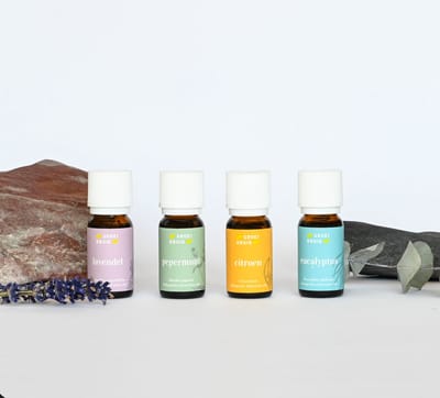 Groeikruid® Base - essential oil set | startersset met 4 x 10 ml biologische etherische olie | lavendel olie, pepermunt olie, eucalyptus olie en citroen olie | biologische, natuurlijke essentiële olie