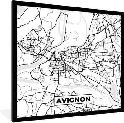 Fotolijst incl. Poster - Stadskaart - Plattegrond - Kaart - Frankrijk - 40x40 cm - Posterlijst