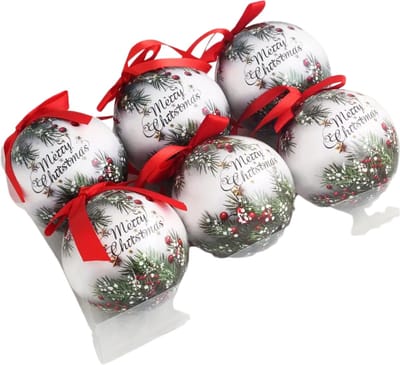 Livano Kerstballen - Kerstversiering - Plastic - Kerstballenset - Stijl 1 - 8 cm - 6 stuks