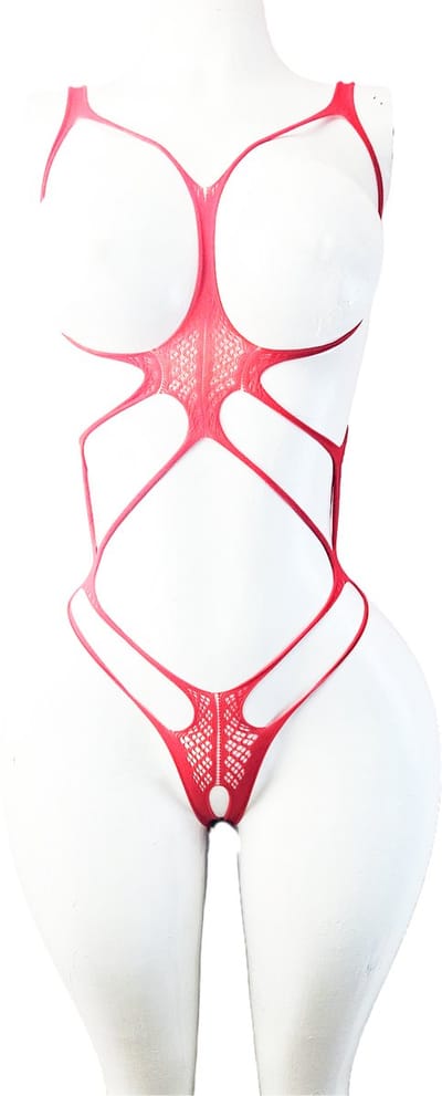 BamBella ® - Panty pak -Onesize - body suit - Dames - Onesize - sexy Erotische jumpsuit van kant lingerie rood