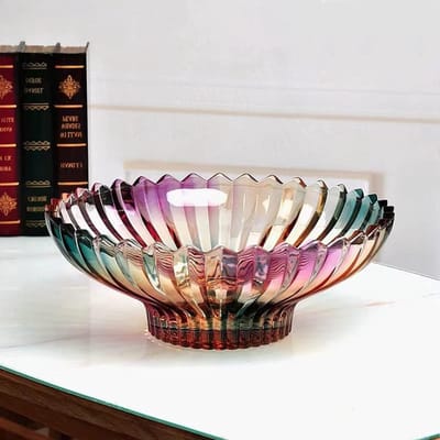 Kleurvolle Fruitschaal van Kristalglas - Decoratieve Keukenaccessoires voor een Stijlvol Interieur