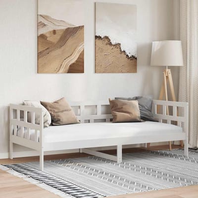 vidaXL - Slaapbank - massief - grenenhout - wit - 90x200 - cm