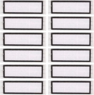 (12 stuks) HEPA-filter gescht voor Roborock S6 Pure S6 E4 S4 Max S6 MaxV S5 S5 Max S4 E2 E3 E4 E5 E20 E25 E35 S50 S65, Robotic Stofzuiger Filter Accessoire Kit, Vervangende Onderdelen 12 Filters