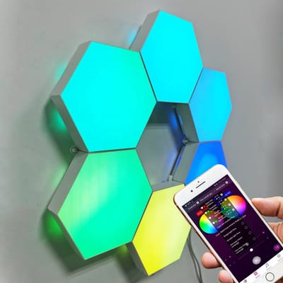 Hexagon Touch LED Lamp - Smart RGB Wandlamp met Afstandsbediening en Touch - Creatieve Sfeerverlichting voor Thuis, Kantoor, Bar en Kinderkamer - 6 Stuks - Perfect Cadeau voor Kinderen, Kerstcadeau, Verjaardagscadeau