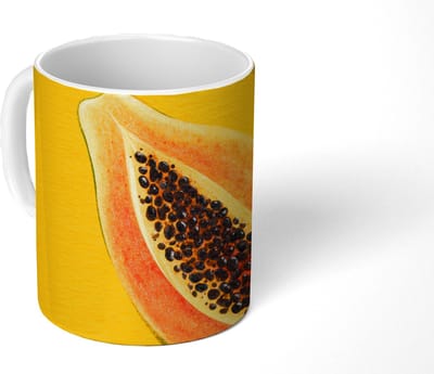 Mok - Koffiemok - Papaja - Oranje - Topisch - Mokken - 350 ML - Beker - Koffiemokken - Theemok