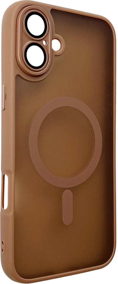 Casemania Hoesje Geschikt voor Apple iPhone 16 - Bruin - Matte Armor Back Cover met Camera Bescherming - Geschikt voor MagSafe