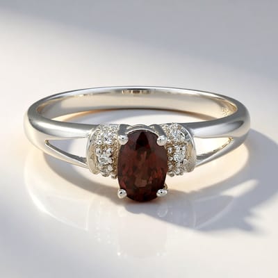 Cavill - Zilveren Ring - 925 Sterling Zilver - Chocolade Ovale Zirkoon 0,61 ct - Cambodjaanse Zirkoon Pavé - Luxe Elegant Smal Damesring