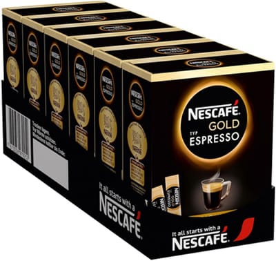 Nescafé Gold Espresso oploskoffie - 6 doosjes x 25 zakjes