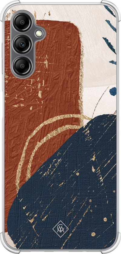 Casimoda® hoesje - Geschikt voor Samsung Galaxy A14 5G - Abstract Terracotta - Shockproof case - Extra sterk - TPU/polycarbonaat - Multi, Transparant