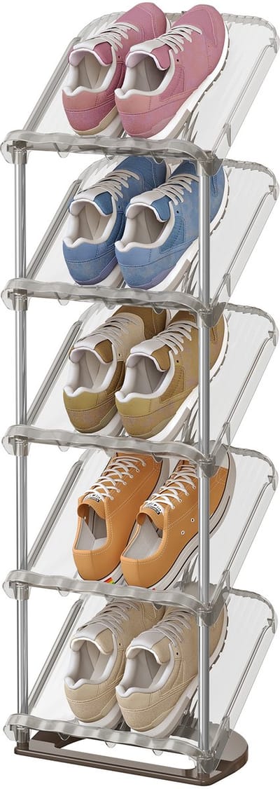 SONGMICS - Schoenenrek - Schoenenrek met 5 Lagen - Schuine Schoenenvakken - Flexibel Combineerbaar