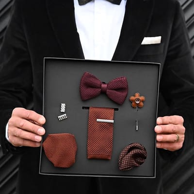 We Love Ties - Giftsets - Giftset Everyday Elegance - roestbruin / aubergine