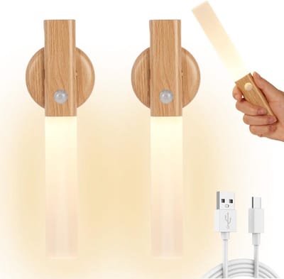 Draadloze Bewegingsmelder Nachtlampjes (2x) USB Oplaadbaar met Magneet - Automatisch Licht voor Kast, Trap en Gang
