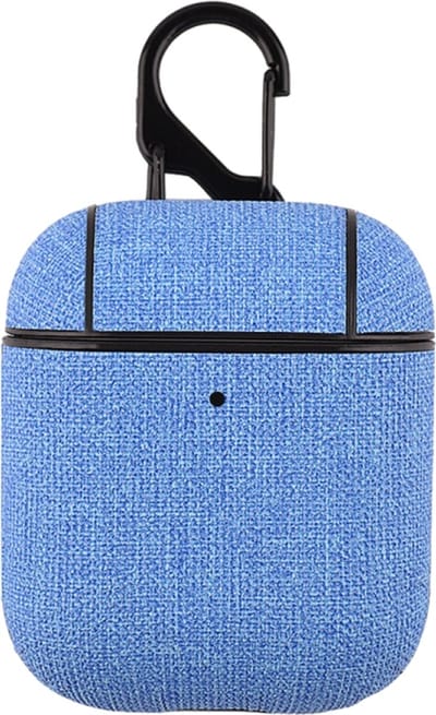 AirPods hoesjes van By Qubix - AirPods 1/2 hoesje - Hard Case - Lichtblauw - Linnen patroon Airpods Case Hoesje voor Airpods Airpods 1 Airpods 2 Hoes