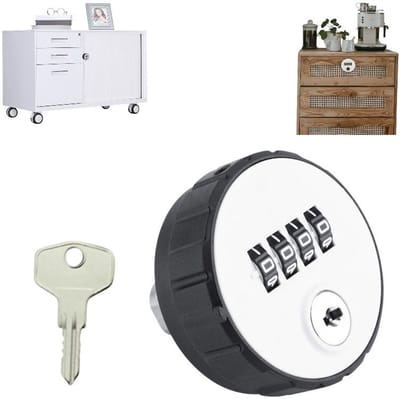 Combinatieslot, keukenkastslot, ladesloten, rond hangslot met sleutel, digitaal wachtwoordslotenkastslot, toepasbaar voor kasten, laden, archiefkasten, kluisjes, postbus, elektriciteitsmeterkast (20mm, wit)