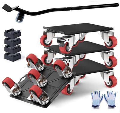 NBAP® Meubeltransporter - Transportroller - Transportwagen - Meubelhondje - Zwart en Rood